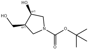 1-Pyrrolidinecarboxylic acid, 3-hydroxy-4-(hydroxymethyl)-, 1,1-dimethylethyl ester, (3R,4S)-rel- 구조식 이미지