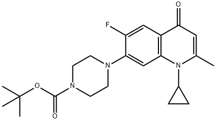 1-Piperazinecarboxylic acid, 4-(1-cyclopropyl-6-fluoro-1,4-dihydro-2-methyl-4-oxo-7-quinolinyl)-, 1,1-dimethylethyl ester Structure