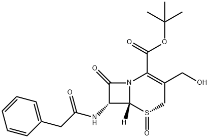 5-Thia-1-azabicyclo[4.2.0]oct-2-ene-2-carboxylic acid, 3-(hydroxymethyl)-8-oxo-7-[(2-phenylacetyl)amino]-, 1,1-dimethylethyl ester, 5-oxide, (5S,6R,7R)- 구조식 이미지