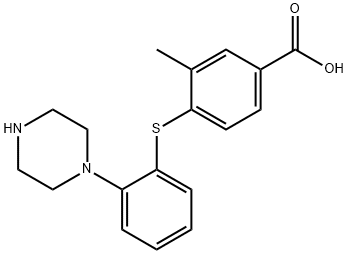 Benzoic acid, 3-?methyl-?4-?[[2-?(1-?piperazinyl)?phenyl]?thio]?- Structure