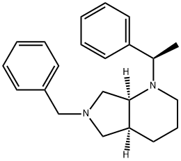 1H-Pyrrolo[3,4-b]pyridine, octahydro-1-[(1R)-1-phenylethyl]-6-(phenylmethyl)-, (4aS,7aS)- 구조식 이미지