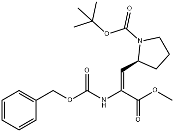 1-Pyrrolidinecarboxylic acid, 2-[(1E)-3-methoxy-3-oxo-2-[[(phenylmethoxy)carbonyl]amino]-1-propen-1-yl]-, 1,1-dimethylethyl ester, (2S)- Structure