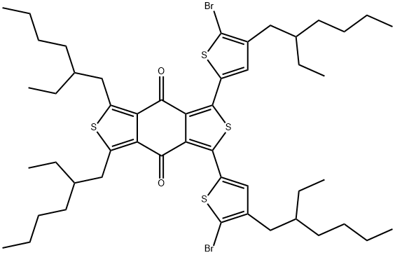 1,3-bis(5-bromo-4-(2-ethylhexyl)thiophen-2-yl)-5,7-bis(2-ethylhexyl)benzo[1,2-c:4,5-c']dithiophene-4,8-dione 구조식 이미지