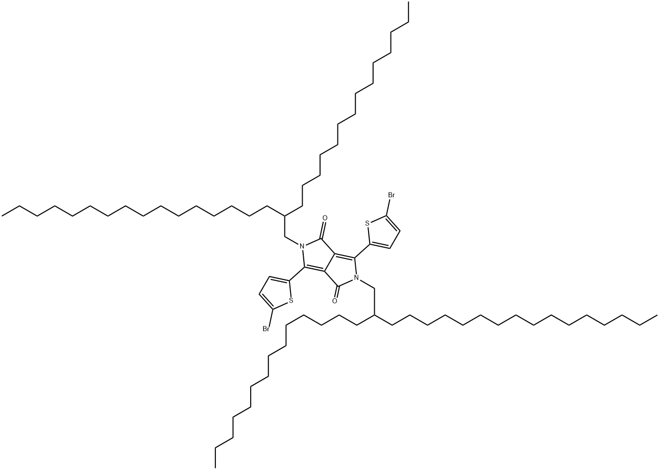 Pyrrolo[3,4-c]pyrrole-1,4-dione, 3,6-bis(5-bromo-2-thienyl)-2,5-dihydro-2,5-bis(2-tetradecyloctadecyl)- Structure