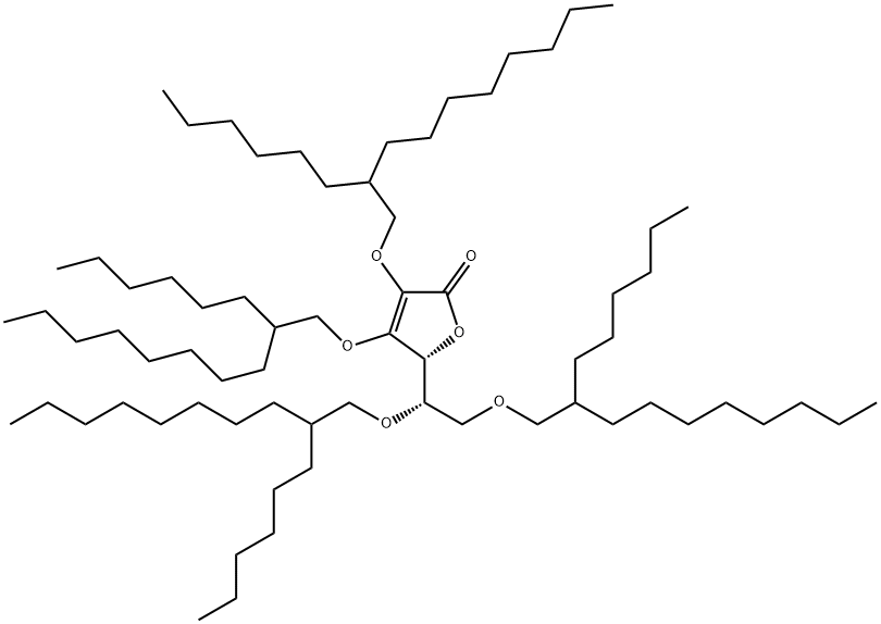 L-Ascorbic acid, 2,3,5,6-tetrakis-O-(2-hexyldecyl)- Structure