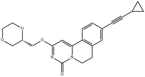 4H-Pyrimido[6,1-a]isoquinolin-4-one, 9-(2-cyclopropylethynyl)-2-[(2S)-1,4-dioxan-2-ylmethoxy]-6,7-dihydro- Structure