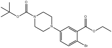 1-Piperazinecarboxylic acid, 4-[4-bromo-3-(ethoxycarbonyl)phenyl]-, 1,1-dimethylethyl ester 구조식 이미지