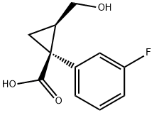 Cyclopropanecarboxylic acid, 1-(3-fluorophenyl)-2-(hydroxymethyl)-, (1S,2R)- 구조식 이미지