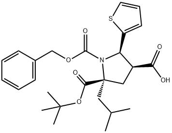 1,2,4-pyrrolidinetricarboxylic acid, 2-(2-methylpropyl)-5-(2-thienyl)-, 2-(1,1-dimethylethyl) 1-(phenylmethyl) ester, (2S,4S,5R)- Structure