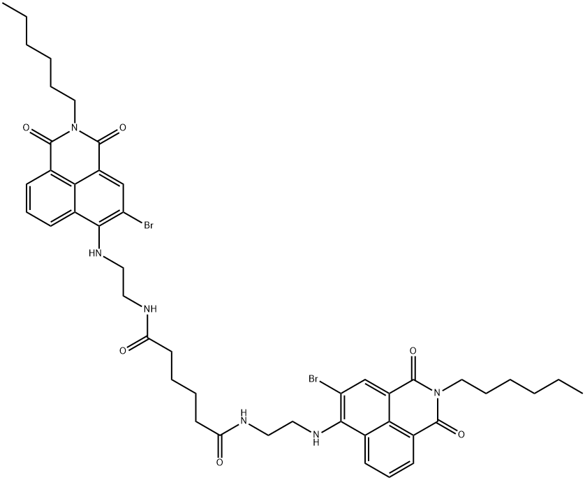 1,14-bis-(N-hexyl-3'-bromo-1,8'-naphthalimide-4'-yl)-1,4,11,14-tetraazatetradecane-5,10-dione Structure