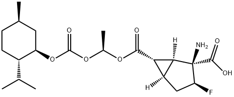 Bicyclo[3.1.0]hexane-2,6-dicarboxylic acid, 2-amino-3-fluoro-, 6-[(1S)-1-[[[[(1R,2S,5R)-5-methyl-2-(1-methylethyl)cyclohexyl]oxy]carbonyl]oxy]ethyl] ester, (1S,2S,3S,5R,6S)- Structure