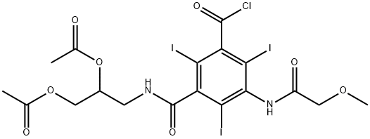 rac-3-(2,3-Diacetoxypropylcarbamoyl)-2,4,6-triiodo-5-methoxyacetylaminobenzoyl chloride Structure