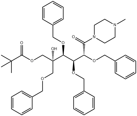L-Idose, 5-C-[(2,2-dimethyl-1-oxopropoxy)methyl]-1-C-(4-methyl-1-piperazinyl)-2,3,4,6-tetrakis-O-(phenylmethyl)- Structure