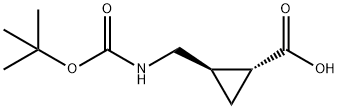 Cyclopropanecarboxylic acid, 2-[[[(1,1-dimethylethoxy)carbonyl]amino]methyl]-, (1R-trans)- (9CI) Structure