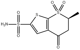 4H-Thieno[2,3-b]thiopyran-2-sulfonamide, 5,6-dihydro-6-methyl-4-oxo-, 7,7-dioxide, (S)- (9CI) Structure