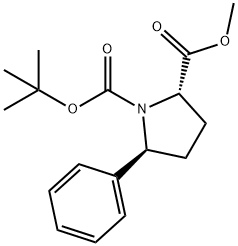 1,2-Pyrrolidinedicarboxylic acid, 5-phenyl-, 1-(1,1-dimethylethyl) 2-methyl ester, (2S,5S)- Structure