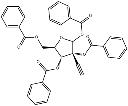 1',2',3',5'-Tetra-O-benzoyl-2'-beta-C-ethynyl-D-ribofuranose 구조식 이미지