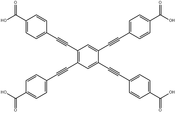 Benzoic acid, 4,4',4'',4'''-(1,2,4,5-benzenetetrayltetra-2,1-ethynediyl)tetrakis- 구조식 이미지