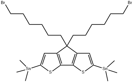 Stannane, 1,1'-[4,4-bis(6-bromohexyl)-4H-cyclopenta[2,1-b:3,4-b']dithiophene-2,6-diyl]bis[1,1,1-trimethyl- Structure