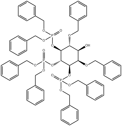 D-myo-Inositol, 2,6-bis-O-(phenylmethyl)-, 3,4,5-trisbis(phenylmethyl) phosphate Structure