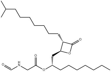 Glycine, N-formyl-, (1S)-1-[[(2S,3S)-3-(8-methylnonyl)-4-oxo-2-oxetanyl]methyl]octyl ester (9CI) 구조식 이미지