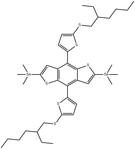 (4,8-bis(5-((2-ethylhexyl)thio)thiophen-2-yl)benzo[1,2-b:4,5-b']dithiophene-2,6-diyl)bis(trimethylstannane) 구조식 이미지