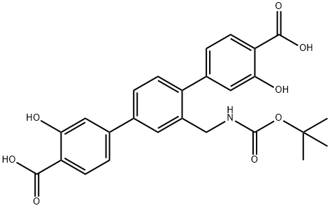 [1,1':4',1''-Terphenyl]-4,4''-dicarboxylic acid, 2'-[[[(1,1-dimethylethoxy)carbonyl]amino]methyl]-3,3''-dihydroxy- 구조식 이미지