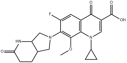 3-Quinolinecarboxylic acid, 1-cyclopropyl-6-fluoro-1,4-dihydro-8-methoxy-7-(octahydro-2-oxo-6H-pyrrolo[3,4-b]pyridin-6-yl)-4-oxo- Structure