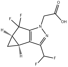 1H-Cyclopropa[3,4]cyclopenta[1,2-c]pyrazole-1-acetic acid, 3-(difluoromethyl)-5,5-difluoro-3b,4,4a,5-tetrahydro-, (3bS,4aR)- Structure