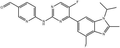 6-((5-fluoro-4-(4-fluoro-1-isopropyl-2-methyl-1H-benzo[d]imidazol-6-yl)pyrimidin-2-yl)amino)nicotinaldehyde Structure