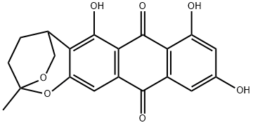 2,5-Ethanoanthra[2,3-d]-1,3-dioxepin-7,12-dione, 4,5-dihydro-6,8,10-trihydroxy-2-methyl- (9CI) 구조식 이미지