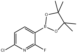 Pyridine, 6-chloro-2-fluoro-3-(4,4,5,5-tetramethyl-1,3,2-dioxaborolan-2-yl)- Structure