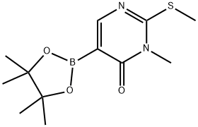 (1-METHYL-2-(METHYLTHIO)-6-OXO-1,6-DIHYDROPYRIMIDIN-5-YL)BORONIC ACID PINACOL ACID Structure