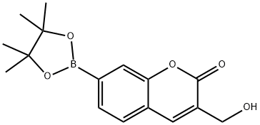 2H-1-Benzopyran-2-one, 3-(hydroxymethyl)-7-(4,4,5,5-tetramethyl-1,3,2-dioxaborolan-2-yl)- 구조식 이미지
