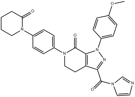 7H-Pyrazolo[3,4-c]pyridin-7-one, 1,4,5,6-tetrahydro-3-(1H-imidazol-1-ylcarbonyl)-1-(4-methoxyphenyl)-6-[4-(2-oxo-1-piperidinyl)phenyl]- 구조식 이미지