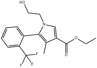 1H-Pyrrole-3-carboxylic acid, 1-(2-hydroxyethyl)-4-methyl-5-[2-(trifluoromethyl)phenyl]-, ethyl ester 구조식 이미지