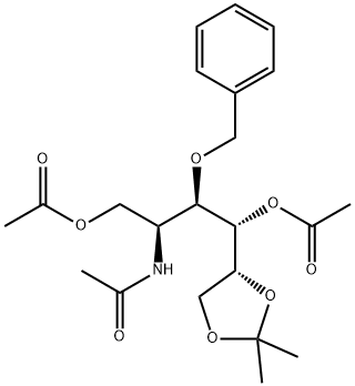 D-Glucitol, 2-(acetylamino)-2-deoxy-5,6-O-(1-methylethylidene)-3-O-(phenylmethyl)-, 1,4-diacetate Structure