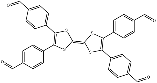 Benzaldehyde,4,4'-[2-[4,5-bis(4-formylphenyl)-1,3-dithiol-2-ylidene]-1,3-dithiole-4,5-diyl]bis- 구조식 이미지
