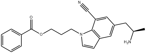1H-Indole-7-carbonitrile, 5-[(2R)-2-aminopropyl]-1-[3-(benzoyloxy)propyl]- Structure