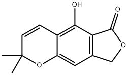 6H-Furo[3,4-g]-1-benzopyran-6-one, 2,8-dihydro-5-hydroxy-2,2-dimethyl- Structure
