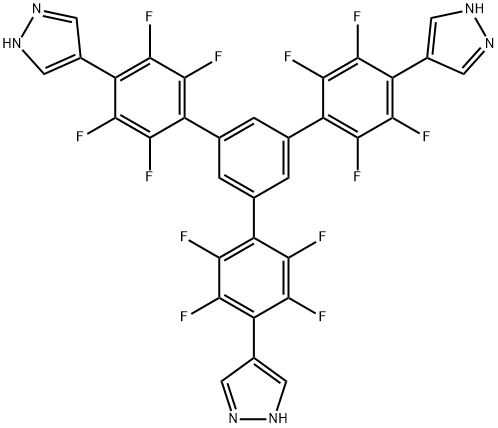 1H-Pyrazole, 4,4'-[2,2'',3,3'',5,5'',6,6''-octafluoro-5'-[2,3,5,6-tetrafluoro-4-(1H-pyrazol-4-yl)phenyl][1,1':3',1''-terphenyl]-4,4''-diyl]bis- Structure