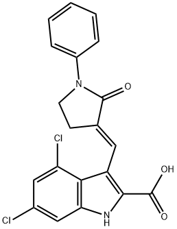 5-(E)-4,6-Dichloro-3-(2-oxo-1-phenylpyrrolidin-3-ylidenemethyl)-1H-indole-2-carboxylic acid sodium salt Structure