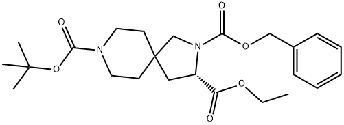 2,8-Diazaspiro[4.5]decane-2,3,8-tricarboxylic acid, 8-(1,1-dimethylethyl) 3-ethyl 2-(phenylmethyl) ester, (3S)- Structure