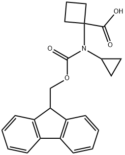 1-[cyclopropyl(9H-fluoren-9-ylmethoxycarbonyl)amino]cyclobutane-1-carboxylic acid 구조식 이미지