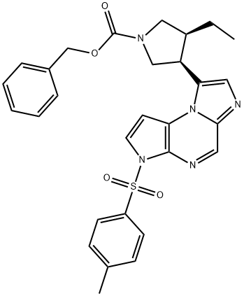 Benzyl (3S,4R)-3-ethyl-4-(3-tosyl-3H-imidazo[1,2-a]pyrrolo[2,3-e]pyrazin-8-yl)pyrrolidine-1-carboxylate 구조식 이미지