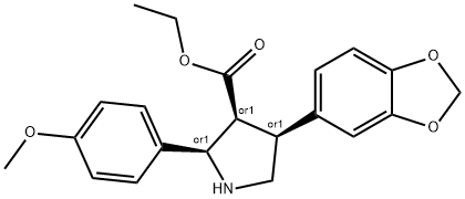 3-Pyrrolidinecarboxylic acid, 4-(1,3-benzodioxol-5-yl)-2-(4-Methoxyphenyl)-, ethyl ester, (2α,3α,4α)- Structure