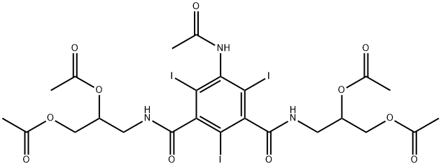 1,3-Benzenedicarboxamide, 5-(acetylamino)-N1,N3-bis[2,3-bis(acetyloxy)propyl]-2,4,6-triiodo- Structure