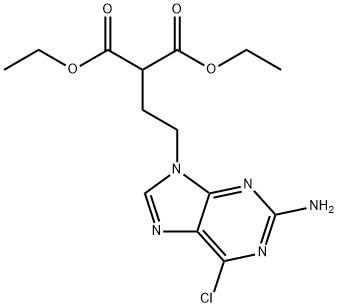 Propanedioic acid, 2-[2-(2-amino-6-chloro-9H-purin-9-yl)ethyl]-, 1,3-diethyl ester 구조식 이미지