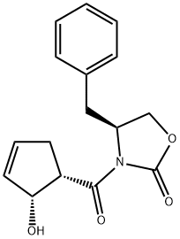 (4S)-4-Benzyl-3-{[(1S,2R)-2-hydroxy-3-cyclopenten-1-yl]carbonyl}-1,3-oxazolidin-2-one 구조식 이미지