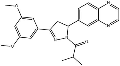 1-[3-(3,5-dimethoxyphenyl)-5-(quinoxalin-6-yl)-4,5-
dihydro-1H-pyrazol-1-yl]-2-methylpropan-1-one Structure